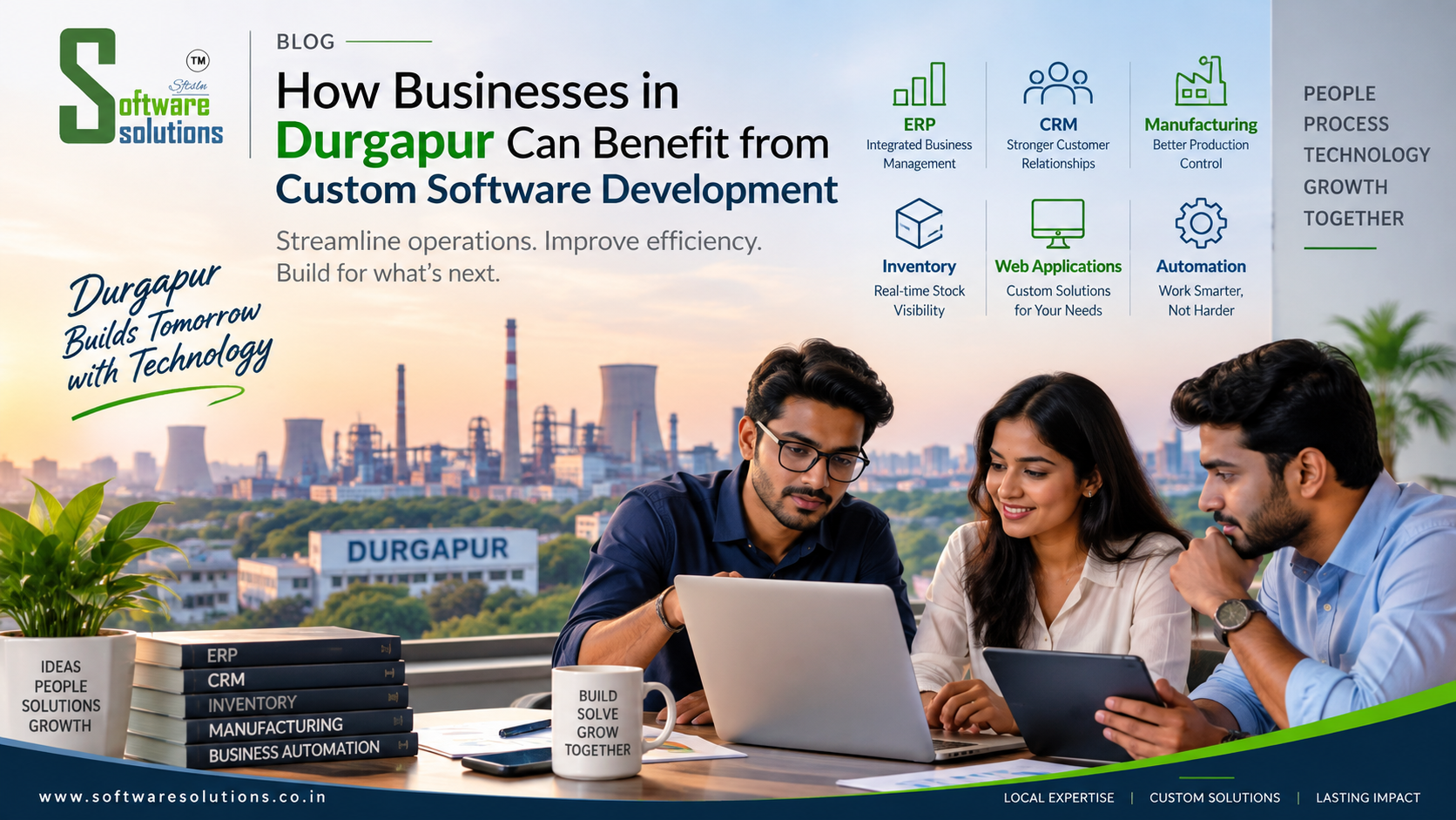 Custom software development team working on business solutions in Durgapur